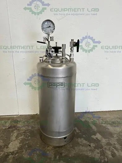 Used POPE SCIENTIFIC 17 LITER PRESSURE VESSEL 100 PSI AT 100°F W/ GAUGE & DIP TUBE Pressure Vessels | Equipment Lab #486175
