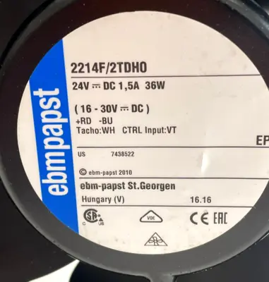 NEW EBM PAPST 2214F/2TDHO CIRCULAR FAN 24V 1,5A 36W 2214F2TDHO