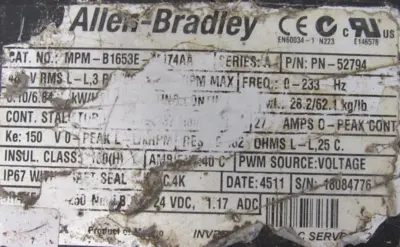 REFURBISHED ALLEN BRADLEY MPM-B1653E-MJ74AA SERVO MOTOR MPMB1653EMJ74AA