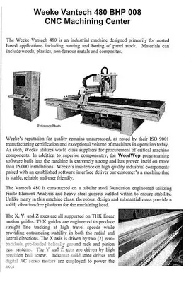 USED 2014 WEEKE VANTECH 480 CNC ROUTER