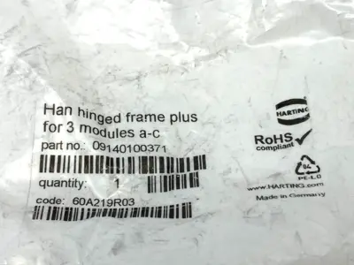 New | in-Stock HARTING Han Hinged Frame Plus, for 3 Modules a-c, 10B Connector Accessories Michigan US | Maverick Industrial Sales #1487246
