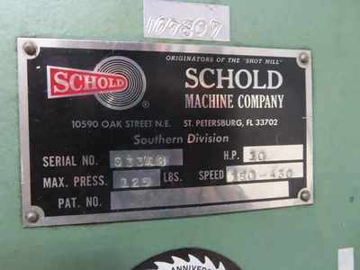 used 10 hp Schold Bow-tie Mixer, air over oil lift, variable speed