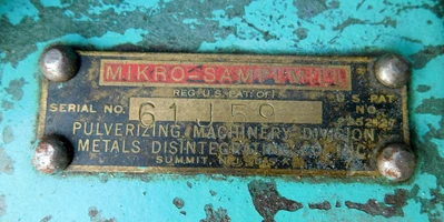 Used MIKRO PULVERIZER SAMPLEMILL Hammer Mills New Jersey US | Champion Trading Corporation #1310903