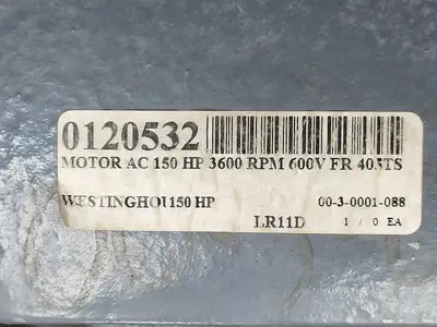 150 hp, 575 volts, 3550 rpm, 405TS, Electric Motor