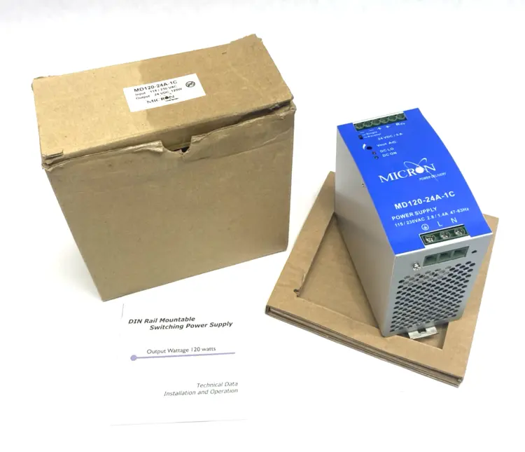 New | in-Stock Micron DINergy™ Rail Mountable Power Supply, 120W, Single Output DIN Rail Power Supplies Michigan US | Maverick Industrial Sales #1391115