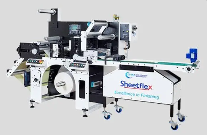 NEW BGM ELITE SHEETFLEX EASY LOAD DIE AND TOP LOAD SHEETER STATION AND DELIVERY TABLE
