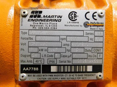 Martin Engineering CD 36-3280 Electric Vibrator Ser.AA 3280 Force/lbs 1.5HP New