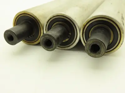 Aluminum Idler Conveyor Roller 1.9" Dia 49mm 18-7/8" Face 21-5/8"OAL  Lot of 3