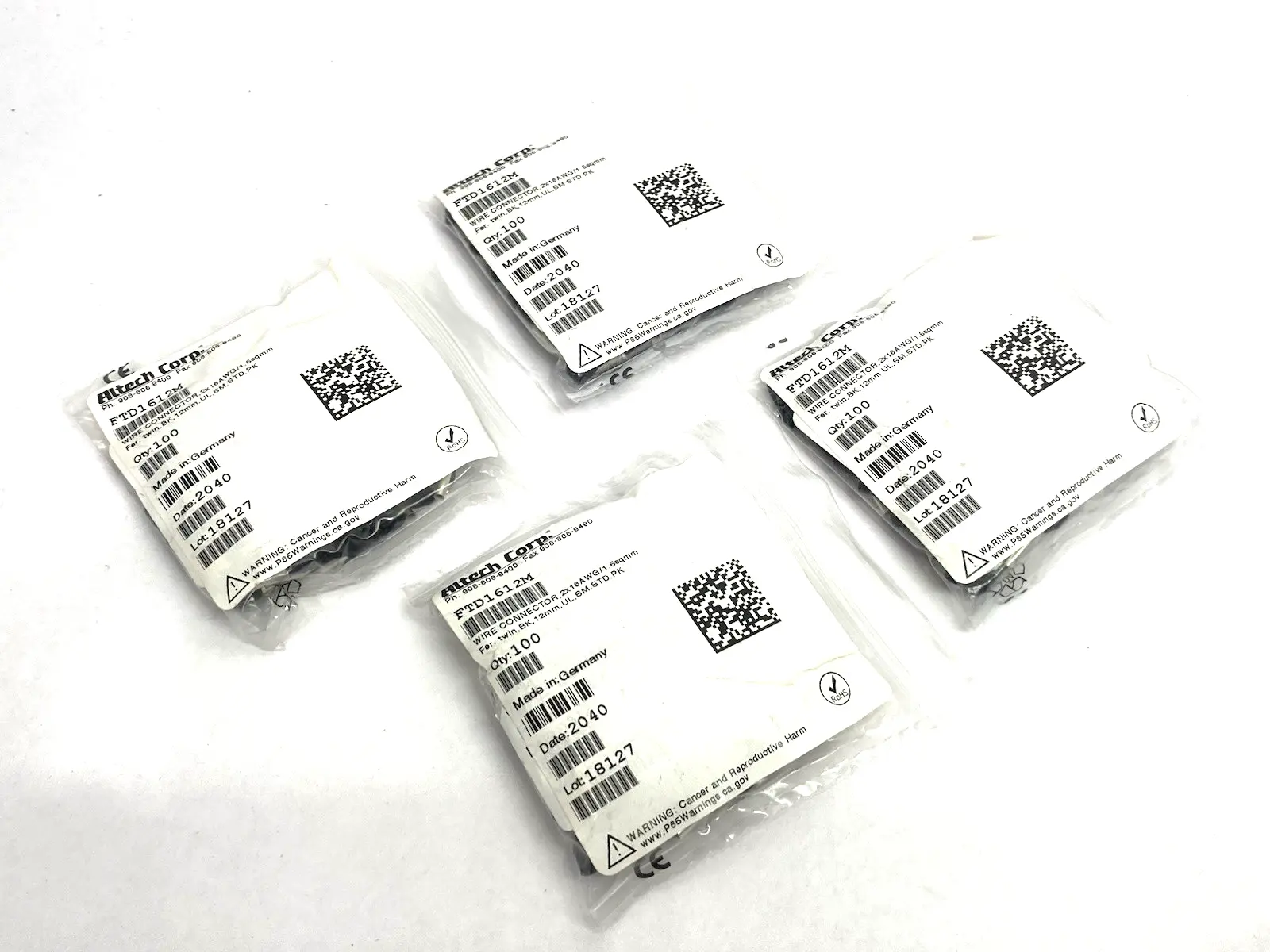 New | in-Stock Altech Insulated Wire Ferrule 2x16AWG/1.5sqmm 100-PACK, LOT OF 4 Electrical Fittings Michigan US | Maverick Industrial Sales #1390700