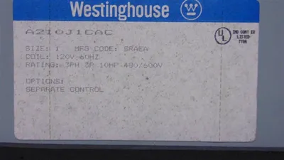Westinghouse A210J1CAC Size 1 Enclosed Starter Assembly 10HP Used