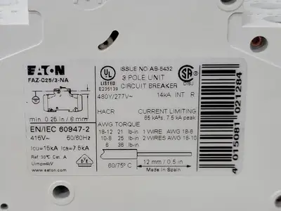 USED EATON FAZ-C25/3-NA