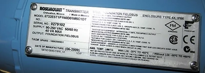 Rosemount Magnetic Flowtube Series 8700,  model 8705FHA060C6W0N0B3Q4Q8Q66, size 6"-600 , Unused Spare Room