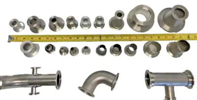 Large Lot of 25 Vacuum Fittings Elbows, T's, Adapters Stainless Steel (10980)