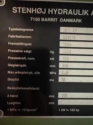 1994 STENHOJ 10 TON LP Presses | Bowland Trading Ltd (8)