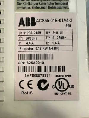Abb ACS55-01E-01A4-2 AC DRIVE 240V Pn 0.18kW(1/4Hp) I2n 1,4A (4.3.4)