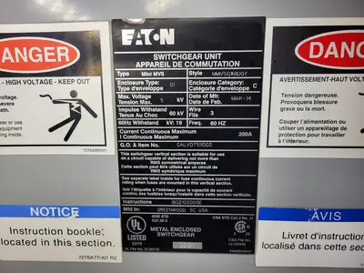 New | in-Stock 2014 EATON MMVS01N100Y Switchgears British Columbia CA | Lenmark #239504