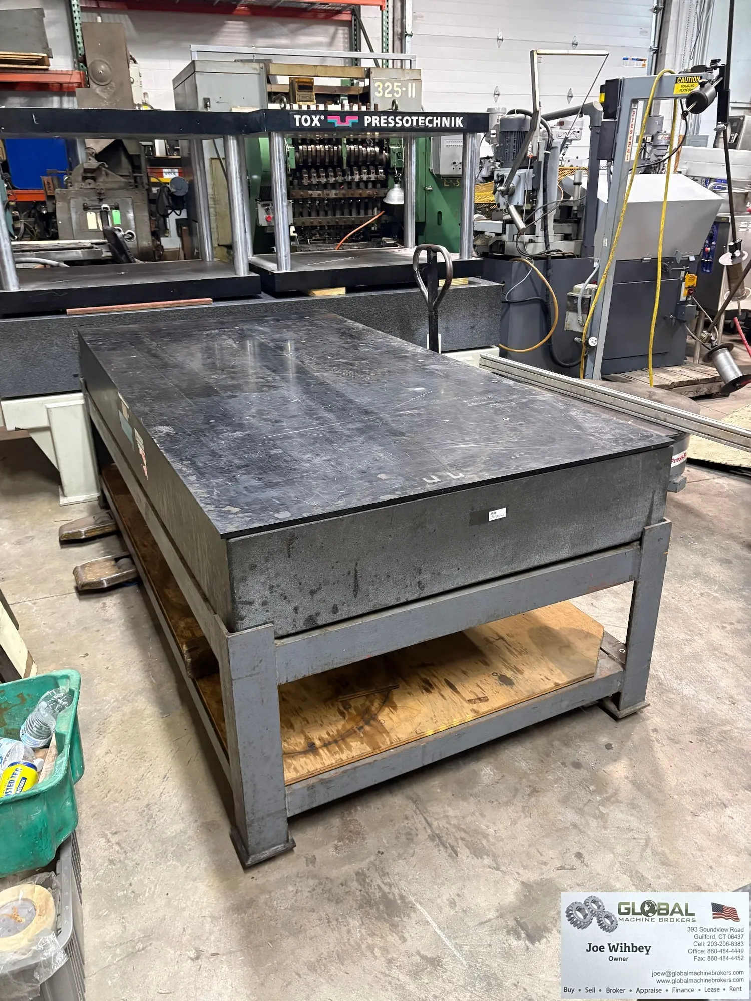 Granite Inspection Table 4’ w x 8’ l x 10” Thick On Steel Stand and Top Cover