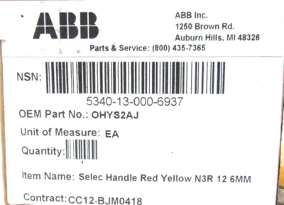 NEW ABB OHYS2AJ SELECT HANDLE
