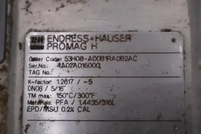 Endress+Hauser 53H08-A00B1RA0B2AC Promag 53 Electromagnetic Flowmeter #GF677