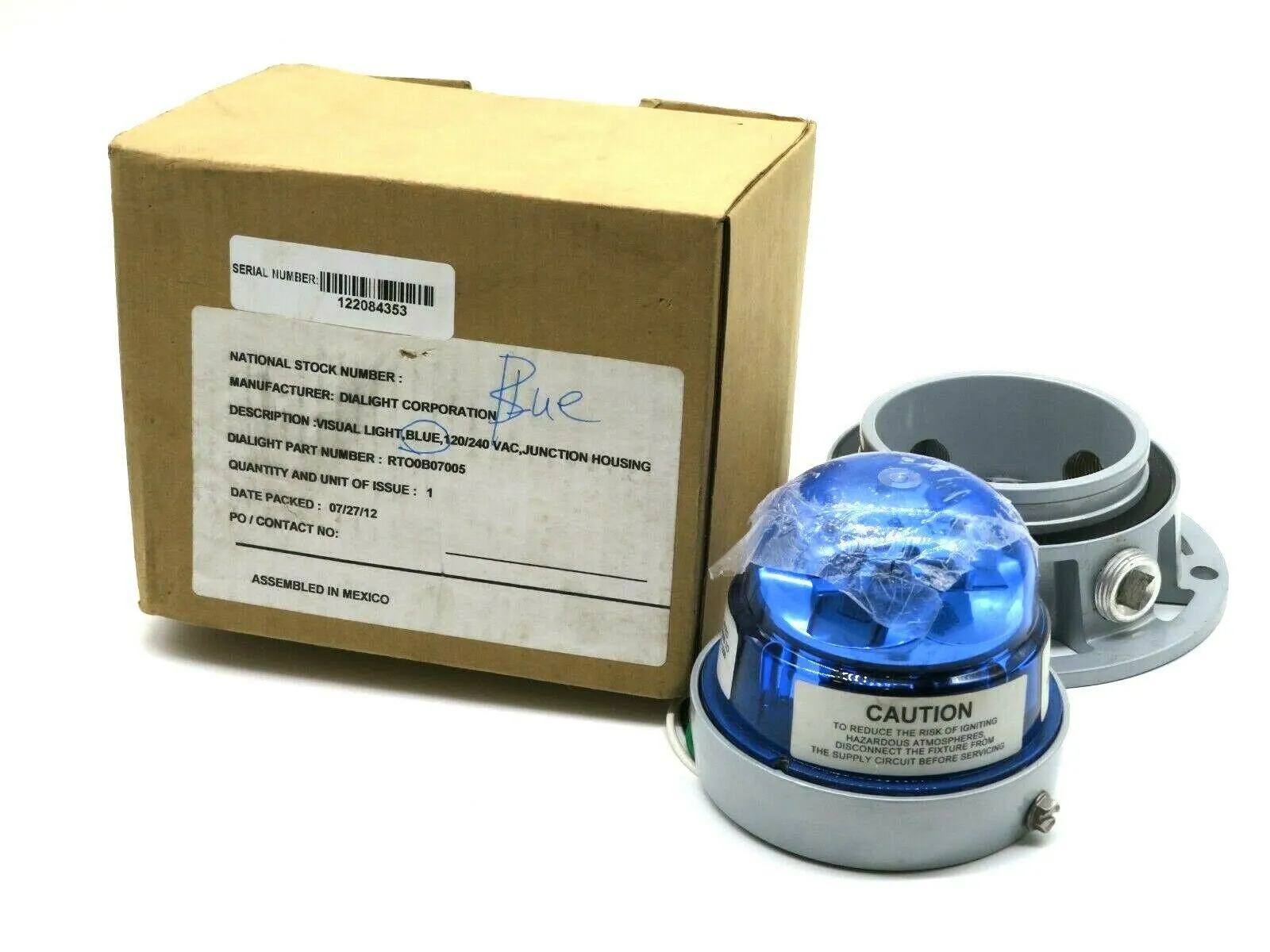 NEW DIALIGHT CORPORATION RTO0B07005 BLUE VISUAL LIGHT 120/240 VAC