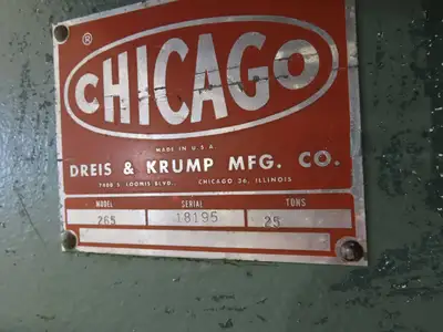 Chicago Mechanical Press Brake 25 Ton 6' Ram 2" Stroke 1.5Hp 460V  Missing valve