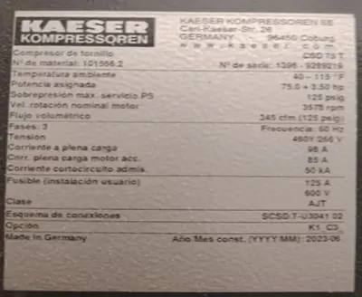 USED 2023 KAESER CSD75T