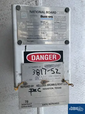 USED Buss ChemTech 430 Sq Ft Buss SMS Thin Film Evaporator, 316L S/S, 32/176#