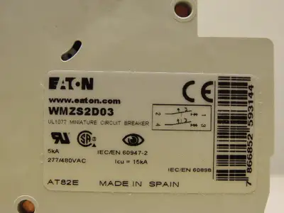 Eaton Cutler Hammer WMZS2D03 3AMP 2 Pole circuit Breaker DIN Rail Mount