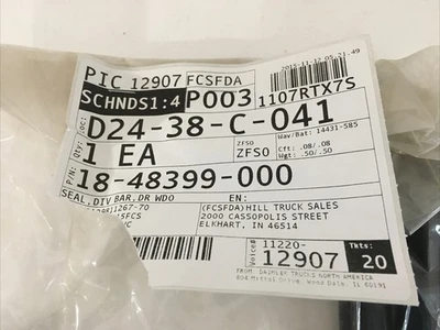 FREIGHTLINER SEAL DIV BAR DR WDO 18-48399-000 WARRANTY FAST SHIPPING