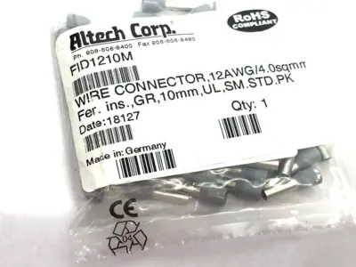New | in-Stock Altech Insulated Crimp Ferrule 12AWG/4.0sqmm 50-PACK, LOT OF 2 Electrical Fittings Michigan US | Maverick Industrial Sales #1390695