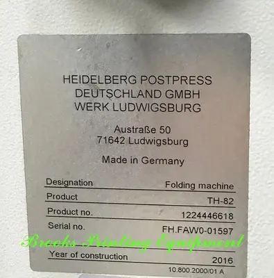 USED 2016 HEIDELBERG TH-82
