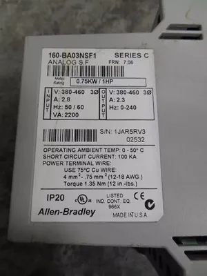 Allen Bradley 160-BA03NSF1 Smart Speed Controller 1 HP Series C Used