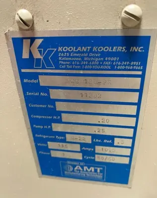 Used Koolant Koolers 90435743757843 Chillers California US | Amiron Machinery #1271413