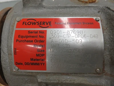 Durco pump model MK3 STD size 1K3x2-62/54RV , material CD4M
