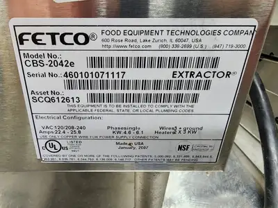 Used Fetco Used FETCO CBS-2042E Extractor Commercial Coffee Brewer Machine 120/208-240V Coffee Equipment Illinois US | Falcon Restaurant Supply #1376608