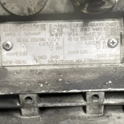 Used Siemens 1LA5096-4AA93-ZN03 A.C. Motors California US | Davliegogo LLC #1705653