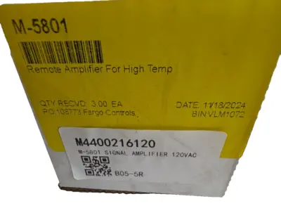 NEW FARGO CONTROLS M-5801 SIGNAL AMPLIFIER 120VAC S3625D M5801