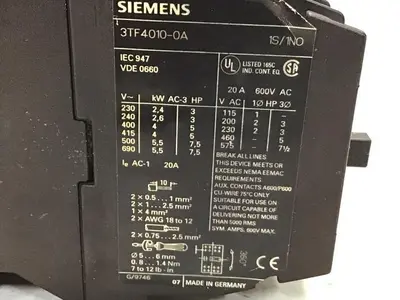 Used SIEMENS 3TF4010-0A PLC Contactors Michigan US | Ideal Machinery #1284025