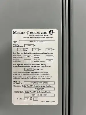 Modan 3000 VFD MCC, 600V, 3-Ph, 1200A, 15 Sections