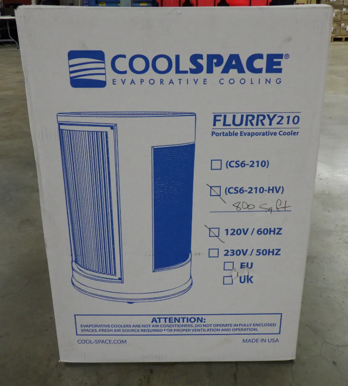 CoolSpace 10" Fan Blade Variable Speed DD Evaporation Cooler CS6-210-HV (STK)