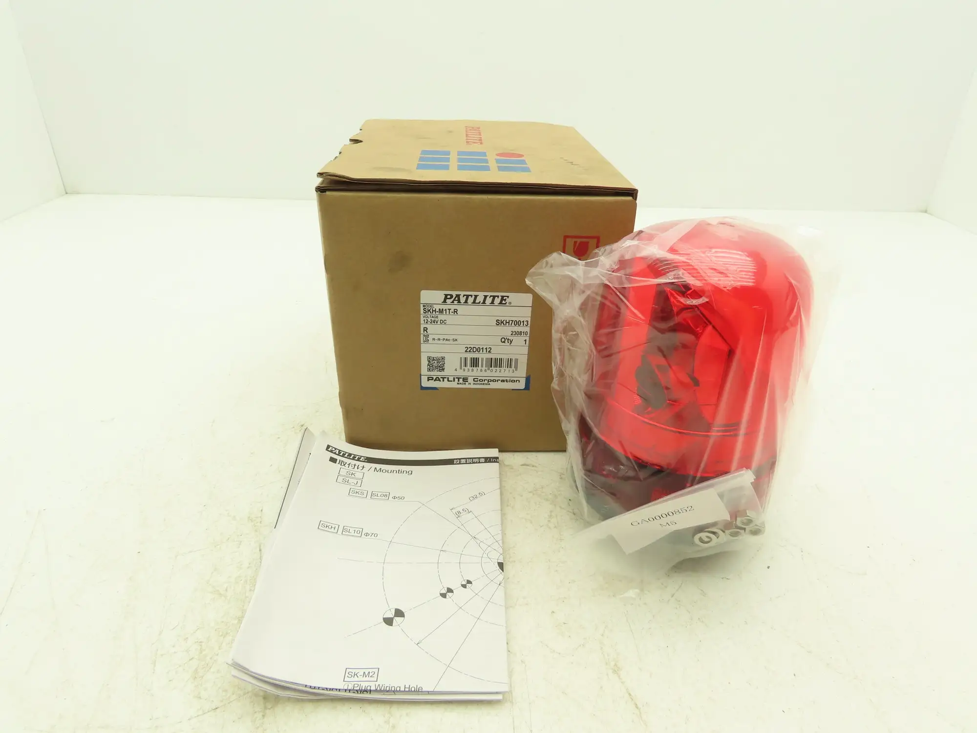 Patlite SKH-M1T-R Warning Light LED 118mm Red Rotating Beacon Alarm 12-24VDC