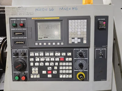 Hyundai SKT-300 CNC Lathe w/ Tailstock and Indexer, 10 Slot Turret, LNS Conveyor, 3-Jaw Chuck, Fanuc