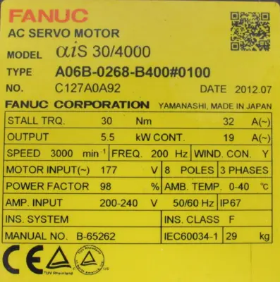 NEW FANUC A06B-0268-B400#0100 SERVO MOTOR A860-2000-T231 A06B0268B4000100