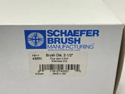 NEW SCHAEFER STAINLESS STEEL WIRE BRUSH 2-1/2" FOR 2-3/4" FLUE