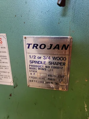 Trojan WWS-11 1/2 or 3/4 Wood Spindle Shaper