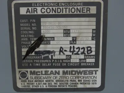 Mclean Midwest 28-0416-007 Electrical Enclosure Air Conditioner AC 4000 BTU 115V