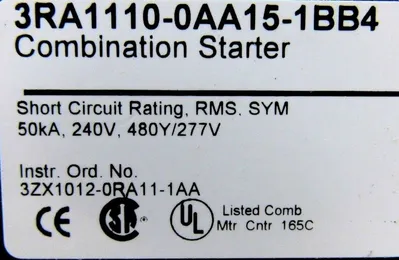 NEW SIEMENS 3RA1110-0AA15-1BB4 COMBINATION STARTER 3RA11100AA151BB4