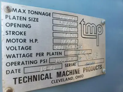 140 Ton, TMP, 25" x 25" complete multi platen vacuum hydraulic lamination press