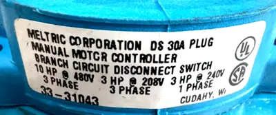 NEW MELTRIC CORP. 33-31043 PLUG CONNECTOR DS 30AMP 3331043