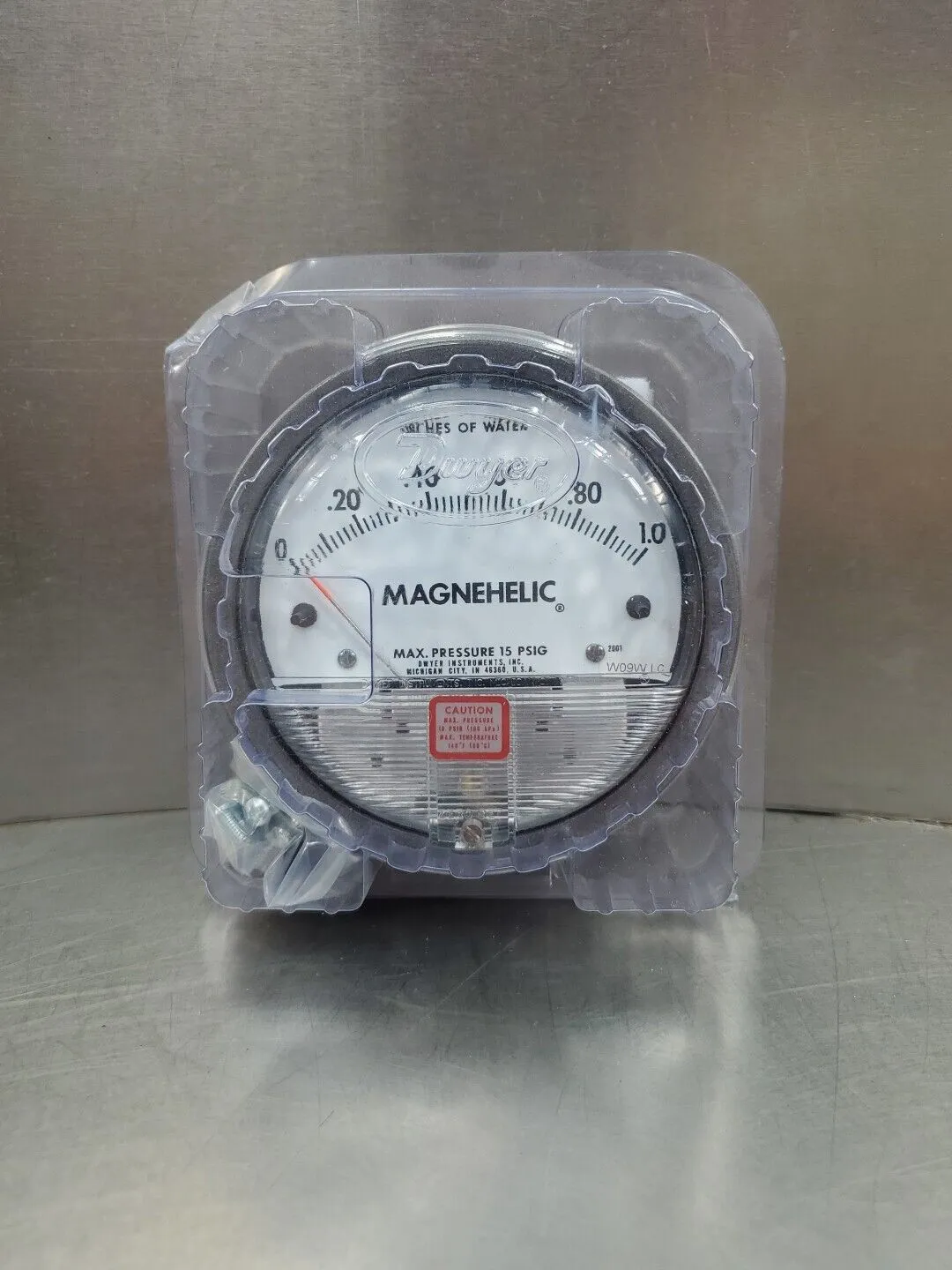Dwyer Magnehelic W09W LC Pressure Guage, 0-1.0 INCHES OF WATER. 6B-11